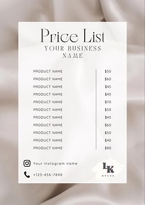 Editable Price List Template for Small Business | Canva Price List | Instant Download - Etsy Canada