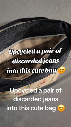 Finished project vibe ✨️ 😌 🙌 Upcycled a pair of discarded jeans into this cute bag 😊 @vanessa_lepe_lv @Aprons by Nessa #apronsbynessa #aliceinwonderland #jeans #sewing #upcycle #recycle #textile #inspire #purse #pants #cotton #fabric #lasvegas