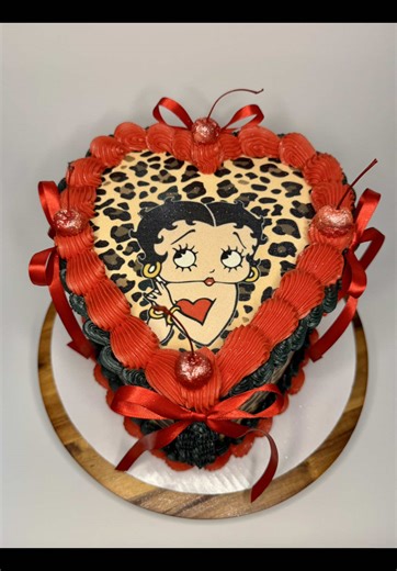 🍒Betty Boop Birthday Cake! 🍒 My first cake with Edible images! I am super proud of this one! Definitely learned a lot, and excited to do more like this! 8” Vanilla Heart Cake with fresh fruit filing and buttercream icing #bettyboop #birthdaycake #cherry #fyp #edibleart