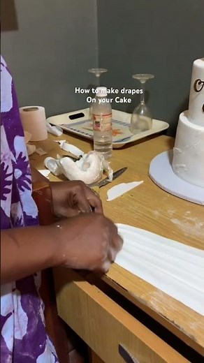 How to add drapes design on your cake #cake #fondant #cakeboards #wedding
