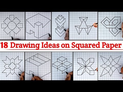 18 (3D) Drawing Ideas on Squared Paper | 3d drawing / optical illusion drawing on squared paper