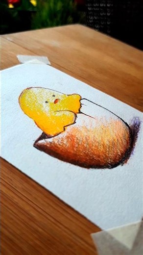 DIY Cute Duck Colour Pencil Drawing 🐣 #colourpencildrawing #colouring #illustration #diy