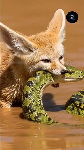 Brave fennec Fox Saves it's cub from deadly snake 🐍#animals#wildlife