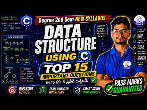 Data Structure Using C Exam లో Repeat అయ్యే Top 15 Questions 🔥