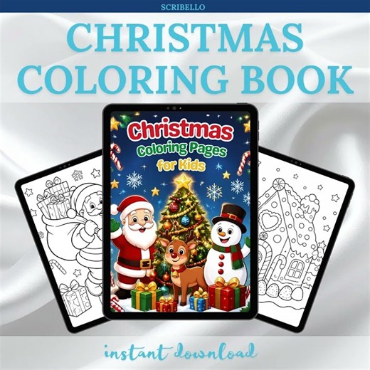 Christmas Coloring Book 2026 – Printable PDF for Kids & Adults | Easy Holiday Coloring Pages