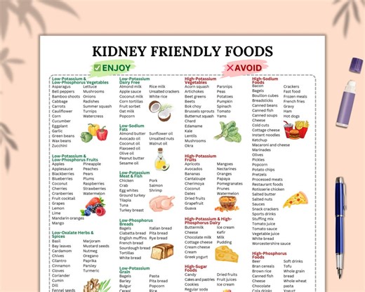 Kidney Disease Food List, Renal Diet Chart, Phosphorus Meal Plan, Kidne Friendly Nutrition Guide List, Grocery List, Low Potassium Meal Plan - Etsy