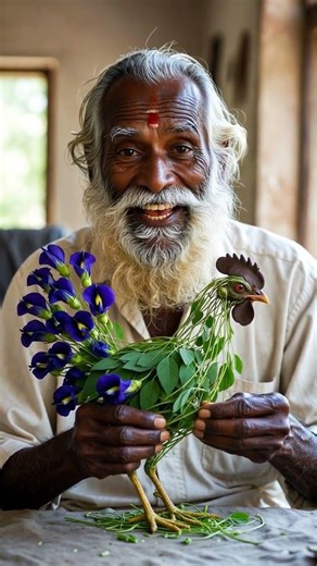 Beautiful leaf hen using butterfly pea leaf ♥♥ #gardening