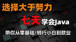 【选择>努力】7天零基础快速学会Java，手把手教你敲代码，带你从零基础/转行小白到就业