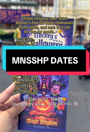 Besties, spooky season is officially loading 🎃 Disney is kicking things off early again, and the 2026 dates for Mickey’s Not-So-Scary Halloween Party are finally here! If you’re planning a trip to Walt Disney World between August 7th and October 31st, this matters more than you think. On party nights, Magic Kingdom closes early to guests without a party ticket. And on the flip side, non-party nights? Expect bigger crowds and a much busier park. I’ve been to these parties as a local and know all