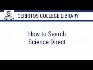 How to Search Science Direct