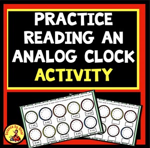 Practice Reading Time with an ANALOG CLOCK-BACK TO SCHOOL Review Worksheet