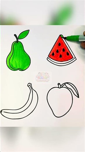 Fruit Drawing and Coloring for Kids #kidsdrawing #drawing #drawing4kids #art