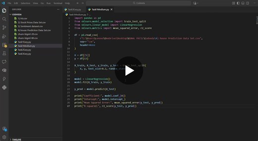 #internship #regressionanalysis #machinelearning #python #scikitlearn #dataanalytics #learningbydoing | Kunal Patil