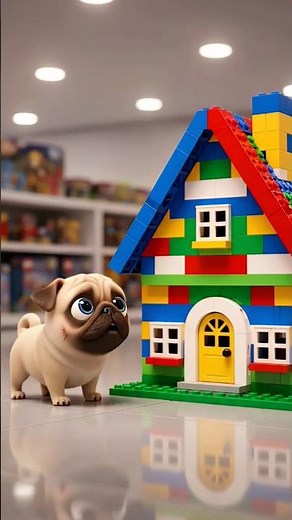 Cute Pug Builds a Magical LEGO City of LOVE 🐶✨ | Heartwarming Pixar-Style Short #puppy #pug #shorts