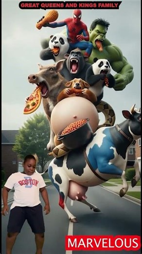 MARVELOUS Funny Cow Belly Dance funny Jesus Anaconda snake gorilla trex cat dog Spiderman hulk Song