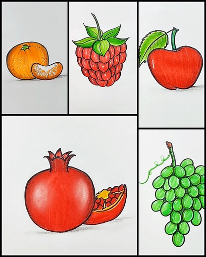191K views · 4.7K reactions | Easy and simple fruits drawing ideas | Drawing Book | Facebook