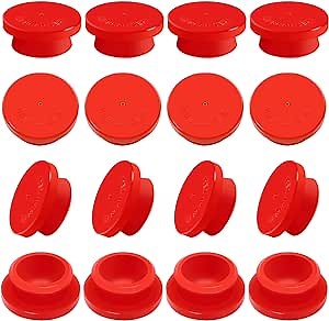 Hubcap Rubber Plugs 1-1/8" Snap-on Red Side Plugs Fit for Semi Truck Trailer Hub Cap Replace Stemco 359-5990 (16 PCS)