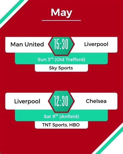 Liverpool on TV - Upcoming fixtures