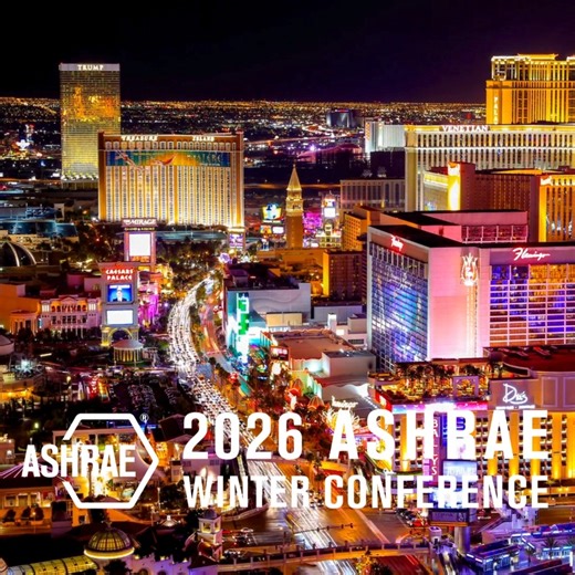 Start off your 2026 in Las Vegas this Jan. 31-Feb. 4 for the 2026 ASHRAE Winter Conference & AHR Expo. The conference is packed with technical sessions, social events, education courses, and even a poolside party at Caesars Palace (the Welcome Party!). Pack your sneakers because this AHR Expo has the largest square footage of any show in its history. Get registered> https://bit.ly/3MHrpYN | ASHRAE