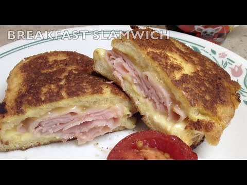 Breakfast Slamwich Fried Ham Sandwich video recipe cheekyricho