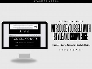 8 Page Digital Marketer Portfolio | Black Portfolio | Digital Marketing | Social Media Manager Portfolio | Editable Template | Canva - Etsy