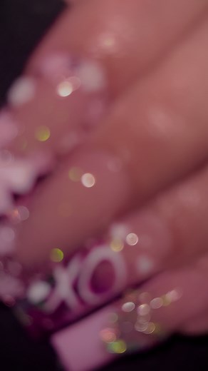 Blinged Out Pink Nails for Valentine's Day