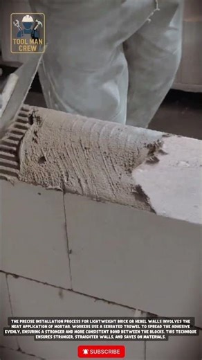Precise Installation: Applying Mortar to Hebel/Lightweight Bricks with a Notched Trowel