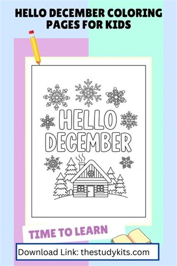 Hello December Coloring Pages for Kids Fun Hello December Coloring Activity