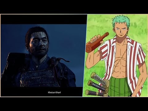 Jin Sakai & Roronoa Zoro Japanese voice comparison (Kazuya Nakai) - Ghost of Tsushima