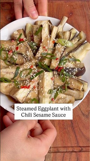 Steamed Eggplant with Spicy Sesame Sauce 🌶️ ( No-Oil | Easy l Quick )