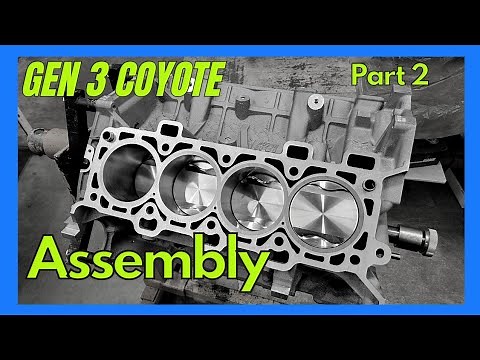 Sleeved Gen 3 Coyote Engine Assembly Part 2 | Manley Turbo Tuff Rods, Diamond MOD2k Pistons