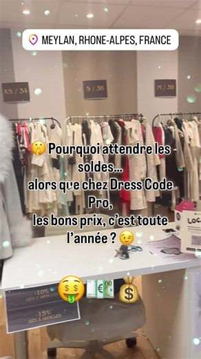 🤫 Pourquoi attendre les soldes… alors que chez Dress Code Pro, les bons prix, c’est toute l’année ? 😉 De la marque. Du quasi neuf. Une sélection soignée. Et des prix justes, sans attendre une date sur le calendrier. Ici, pas besoin d’attendre : quand une belle pièce est là… elle est là maintenant 🤍 🤍 Dress Code Pro Boutique de vêtements femme – semi-luxe 📍 25 chemin de Chaumetière, 38240 Meylan Essayage & accompagnement personnalisé en boutique #secondhand #shopping #soldes #mode #meylan #g