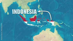 Map of Indonesia Zooming Animation with Flag Rotating and Text Display – 4K Video Full HD