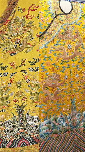 These two dragon robes look unmistakably Chinese – one was worn by the Qing emperor, the other by the Ryukyu king. The Ryukyu robe, reproduced in Nanjing, was originally a gift from a Qing Dynasty (1644-1911) emperor. Its five-clawed dragon matches imperial symbols, but its reddish-gold color – different from the emperor's exclusive bright yellow – clearly indicates the position of a vassal state in a hierarchy. It's a small garment, but powerful proof of the Ryukyu Kingdom's historic ties to Ch