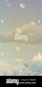 Animation of falling covid 19 cells over globe. global covid 19 pandemic concept digitally generated video.