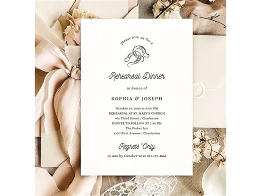 Western Rehearsal Dinner Invitation, Minimalist Horseshoes, Wedding Night Before, Country Canva Template - Etsy
