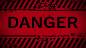 Danger Warning Alert red warning message text on screen