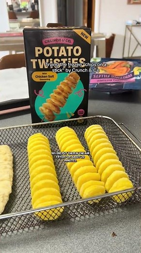 Trying the potato twisties or chips on a stick by Crunch and co