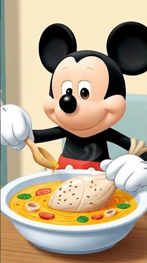 rare footage of mickey mouse eating chicken noodles