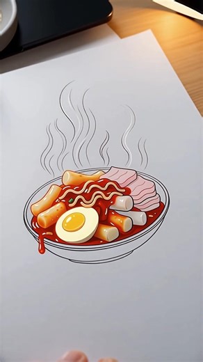 Can This Drawing Turn Into Real Spicy Korean Rice Cakes? 🤯🌶️ #foodtransformation #yummyumfood