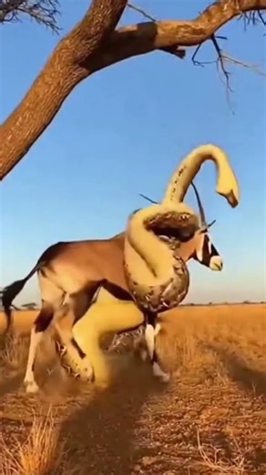 Python vs Oryx | Epic Wildlife Chase #Wildlife #Nature #Python #Oryx #AfricanSavannah #AnimalChase