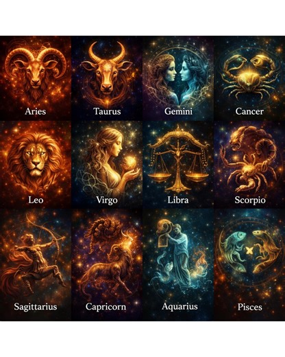 12 Zodiac Signs Wall Art Bundle, Mystical Astrology Prints (digital Download) - Etsy