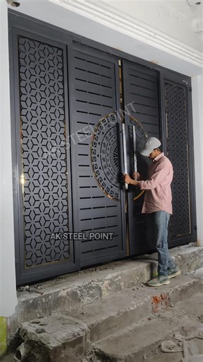 trending sliding with folding gate installation for home #slidinggate #aksteelpoint