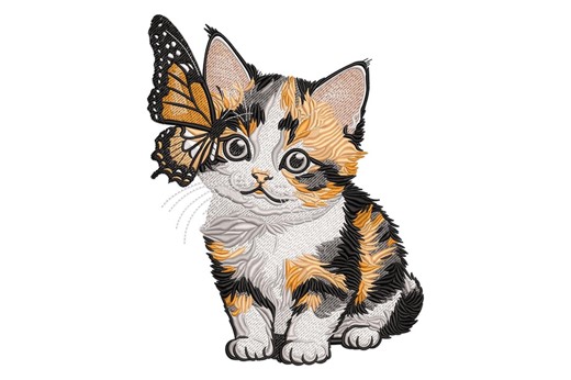 Kitten Embroidery Design: Cats and Butterflies - Whimsical Animal Pattern - Etsy