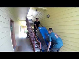Moving a 350 Lbs Gun Safe to the 4th floor by Rescue Movers in Denton,TX