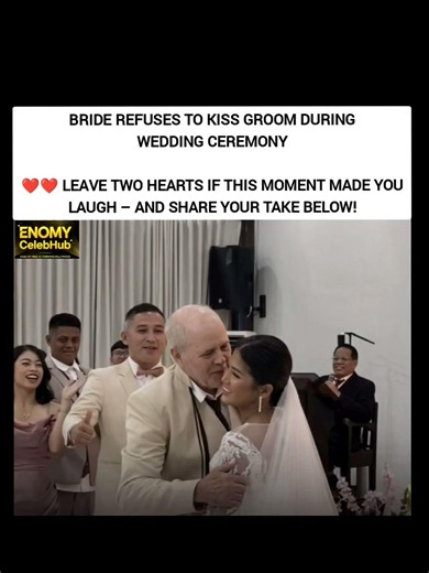 Bride refuses to kiss groom during wedding ceremony – awkward moment goes viral ❤️❤️