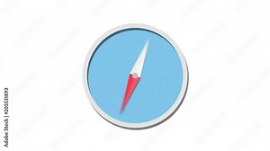 Compass icon appearing then spinning to point north blue and red Stock Video