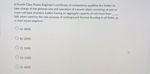 A Fourth Class Power Engineer's certificate of competency quali... | Filo