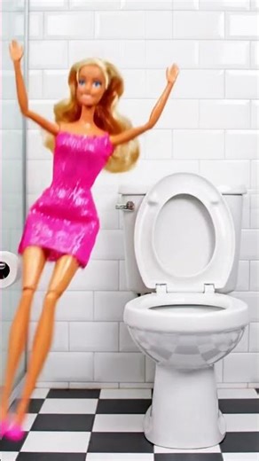 Barbie fell from the toilet hahaha #funny #barbie #cartoon #barbiedoll #wacky #funnymoment