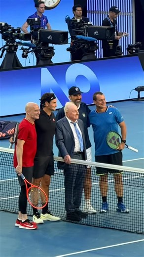 Corporate Sports Unlimited on Instagram: "About last night ✨ Seeing Hewitt, Rafter, Agassi, Federer and Barty on court at the Australian Open opening ceremony was pure magic 🎾🔥 #ao #tennis #legendsneverdie #goat #melbourne"